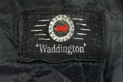 VINTAGE WADDINGTON CLASSIC BLACK & RED LEATHER BIKER JACKET 42 INCH CHEST