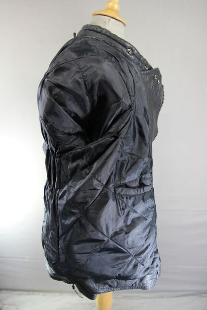 VINTAGE WADDINGTON CLASSIC BLACK & RED LEATHER BIKER JACKET 42 INCH CHEST