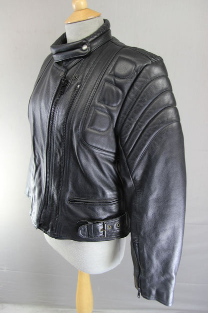SKINTAN CLASSIC BLACK COWHIDE LEATHER BIKER JACKET 36 INCH/LARGE
