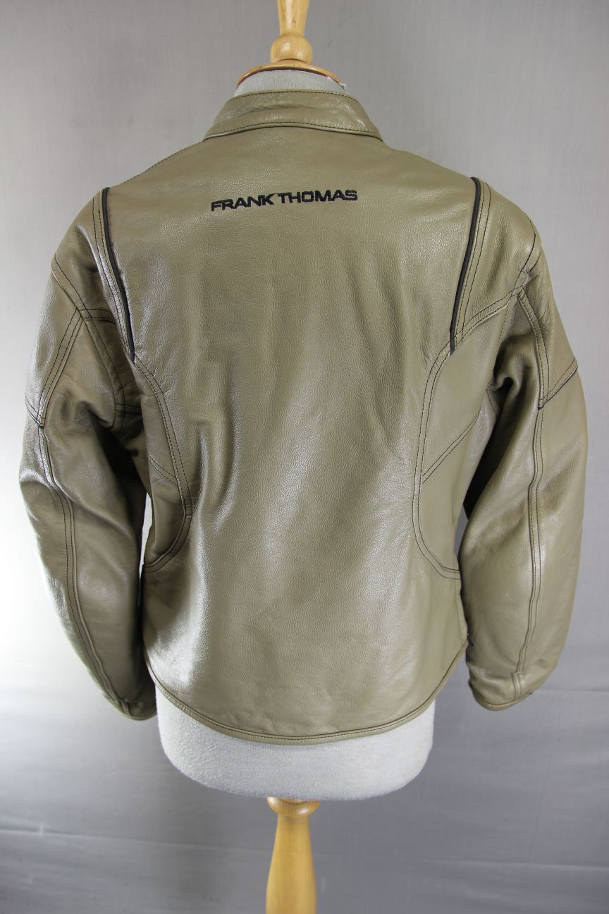 FRANK THOMAS FTL 222 LADY RIDER KHAKI LEATHER BIKER JACKET WITH CE ARMOUR SIZE14