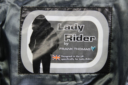 FRANK THOMAS FTL 222 LADY RIDER KHAKI LEATHER BIKER JACKET WITH CE ARMOUR SIZE12