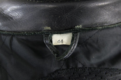 CLASSIC EURO STYLE BLACK LEATHER BIKER JACKET WITH BACK PROTECTOR 40-42 INCH