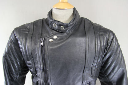 CLASSIC AKITO T-FORCE BLACK LEATHER BIKER JACKET 40-42 INCH CHEST