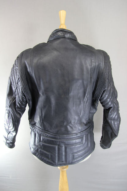 CLASSIC AKITO T-FORCE BLACK LEATHER BIKER JACKET 40-42 INCH CHEST