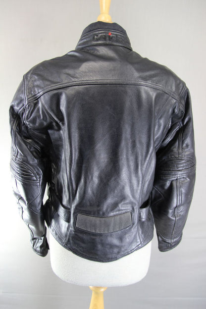 HEIN GERICKE STREETLINE BLACK LEATHER BIKER JACKET WITH CE ARMOUR: SIZE 14