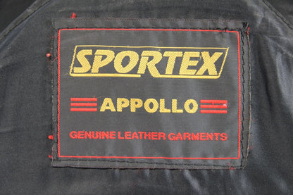CLASSIC SPORTEX APOLLO BLACK LEATHER BIKER JACKET WITH BACK PROTECTOR 42-44 INCH