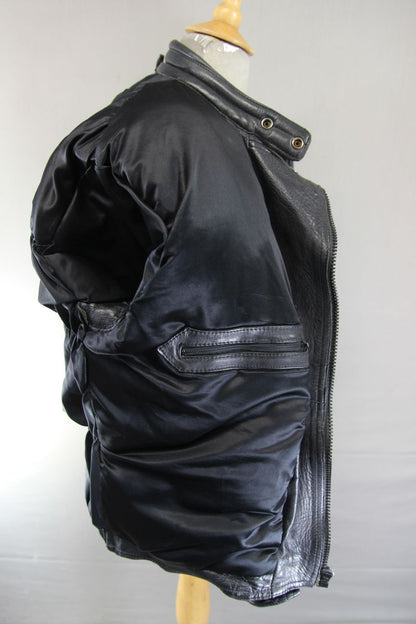 CLASSIC SPORTEX APOLLO BLACK LEATHER BIKER JACKET WITH BACK PROTECTOR 42-44 INCH