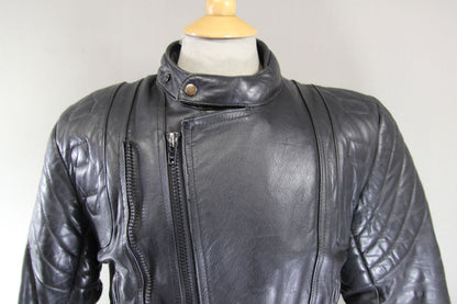CLASSIC BLACK LEATHER BIKER JACKET 38-40 INCH/MEDIUM