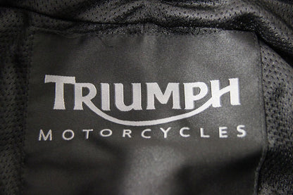 TRIUMPH BLACK LEATHER BIKER TROUSERS WITH CE ARMOUR WAIST 28 IN/INSIDE LEG 34 IN