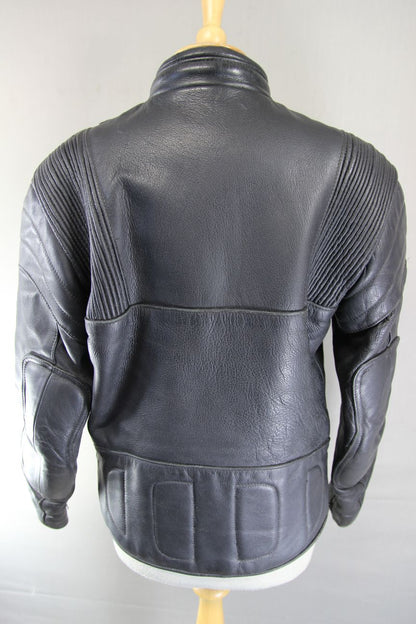 CLASSIC BRITISH MADE BLACK LEATHER GEAR BIKER JACKET 38 INCH