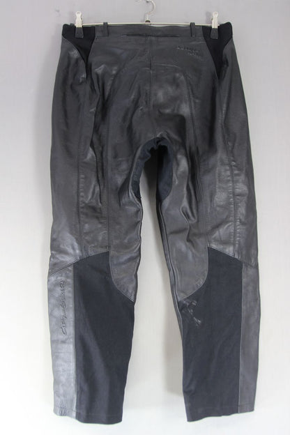 LEWIS 'LADY' BLACK LEATHER BIKER TROUSERS: SIZE 14 WAIST 34 IN/INSIDE LEG 27 IN