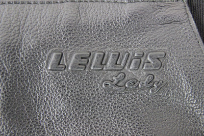 LEWIS 'LADY' BLACK LEATHER BIKER TROUSERS: SIZE 14 WAIST 34 IN/INSIDE LEG 27 IN