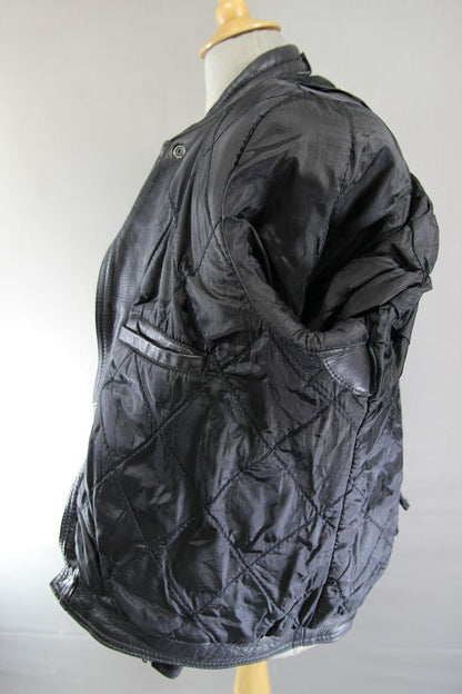 SUKI MERCURY SPORTS BLACK LEATHER BIKER JACKET + REMOVABLE BACK PROTECTOR 40-42"