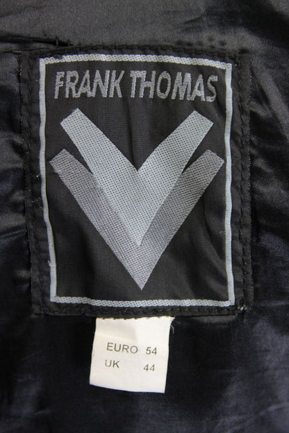 FRANK THOMAS BLACK, SILVER & RED LEATHER BIKER JACKET WITH BACK PROTECTOR 40 IN