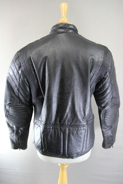 CLASSIC BLACK LEATHER BIKER JACKET 36 INCH/SMALL