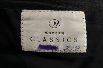 MODERN CLASSICS BLACK LEATHER BIKER JEANS SIZE 16: WAIST 32 IN/INSIDE LEG 26 IN