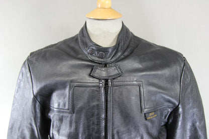 CLASSIC BUFFALO VULCAN BLACK LEATHER BIKER JACKET 38 INCH