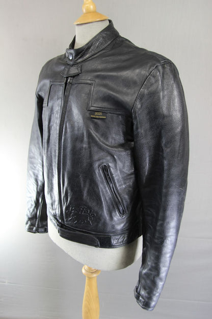 CLASSIC BUFFALO VULCAN BLACK LEATHER BIKER JACKET 38 INCH
