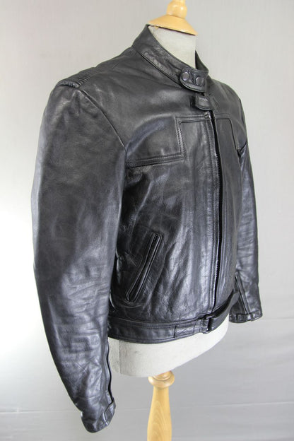 CLASSIC BUFFALO VULCAN BLACK LEATHER BIKER JACKET 38 INCH