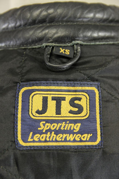 LADIES CLASSIC JTS BLACK LEATHER BIKER JACKET 32-34 INCH CHEST/EXTRA SMALL