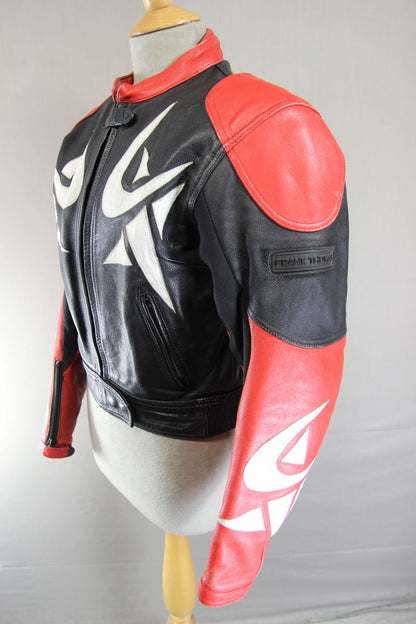 FRANK THOMAS LADIES LEATHER BIKER JACKET WITH ARMASPORT+ CE PROTECTORS: SIZE 14