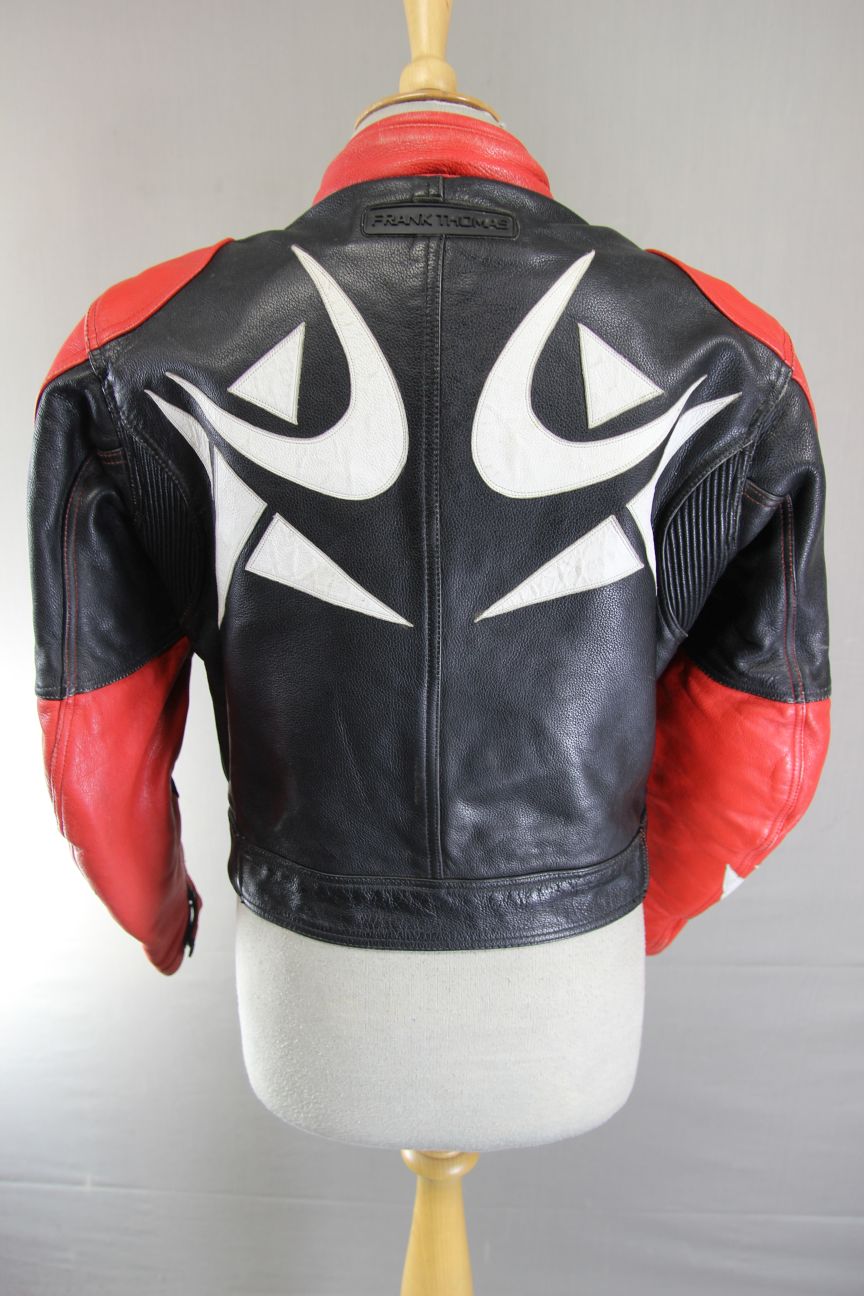 FRANK THOMAS LADIES LEATHER BIKER JACKET WITH ARMASPORT+ CE PROTECTORS: SIZE 14