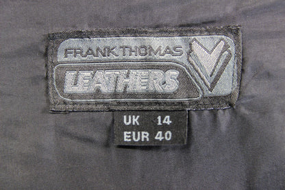 FRANK THOMAS LADIES LEATHER BIKER JACKET WITH ARMASPORT+ CE PROTECTORS: SIZE 14