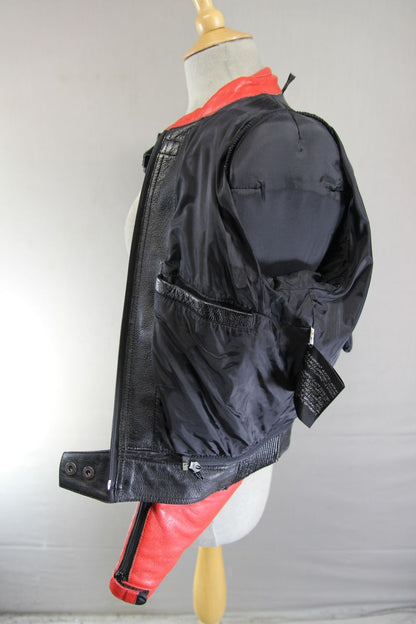 FRANK THOMAS LADIES LEATHER BIKER JACKET WITH ARMASPORT+ CE PROTECTORS: SIZE 14