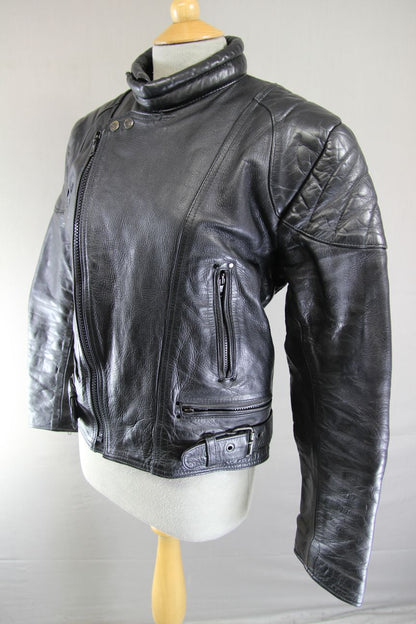 SHAKEEL INTERNATIONAL S.A.K. CLASSIC BLACK LEATHER BIKER JACKET 38-40 INCH CHEST