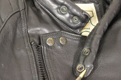 SHAKEEL INTERNATIONAL S.A.K. CLASSIC BLACK LEATHER BIKER JACKET 38-40 INCH CHEST