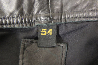 RHINO CLASSIC BLACK LEATHER BIKER JEANS: WAIST 32 INCHES/INSIDE LEG 34 INCHES