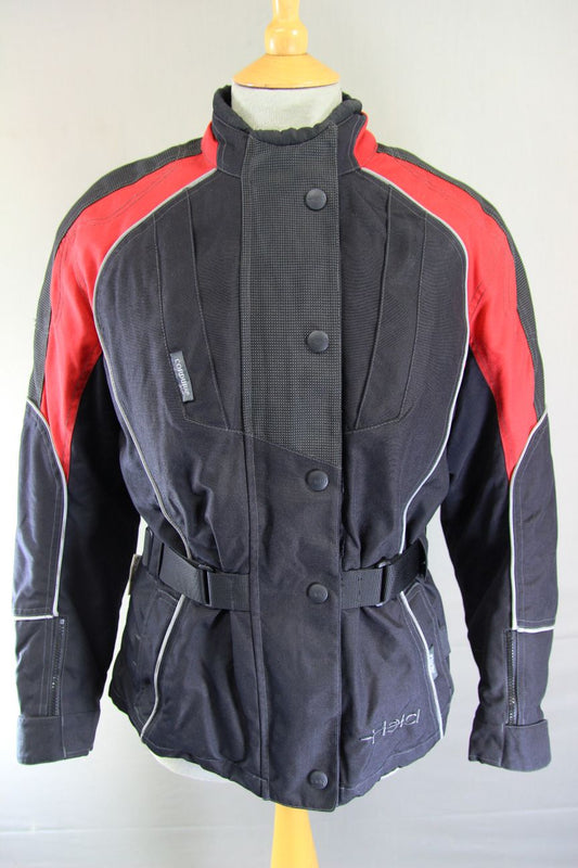 HELD BLACK & RED TEXTILE BIKER JACKET WITH CE ARMOUR & THERMAL LINING 36-38" MED