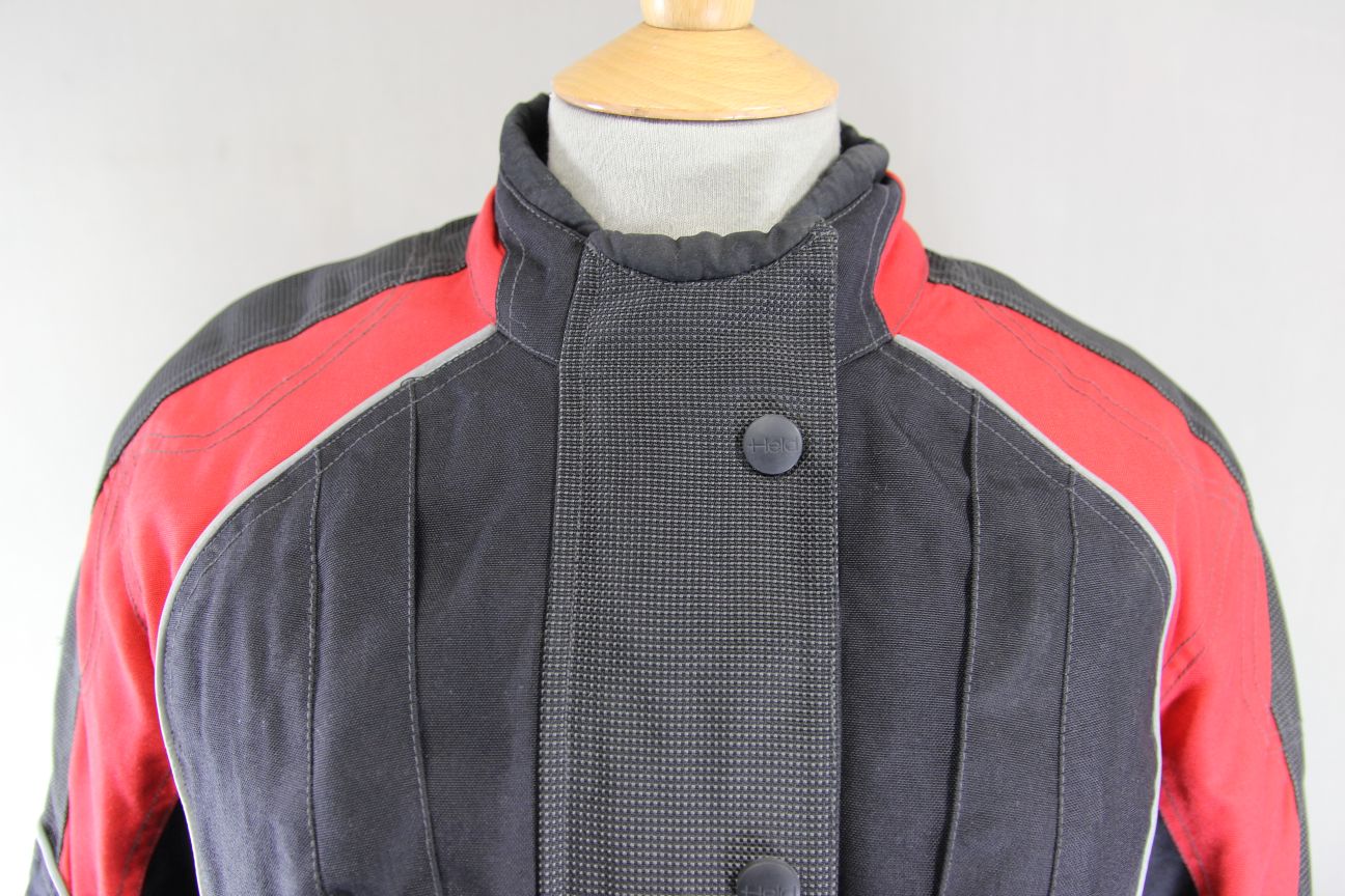 HELD BLACK & RED TEXTILE BIKER JACKET WITH CE ARMOUR & THERMAL LINING 36-38" MED