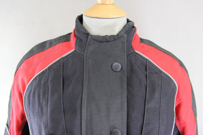 HELD BLACK & RED TEXTILE BIKER JACKET WITH CE ARMOUR & THERMAL LINING 36-38" MED