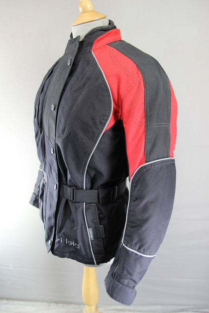 HELD BLACK & RED TEXTILE BIKER JACKET WITH CE ARMOUR & THERMAL LINING 36-38" MED