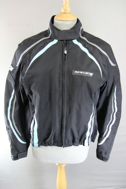SPADA WATERPROOF BLACK TEXTILE BIKER JACKET WITH ARMOUR & THERMAL LINING 38 IN/L
