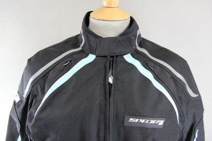 SPADA WATERPROOF BLACK TEXTILE BIKER JACKET WITH ARMOUR & THERMAL LINING 38 IN/L