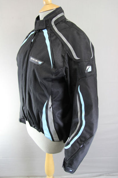 SPADA WATERPROOF BLACK TEXTILE BIKER JACKET WITH ARMOUR & THERMAL LINING 38 IN/L