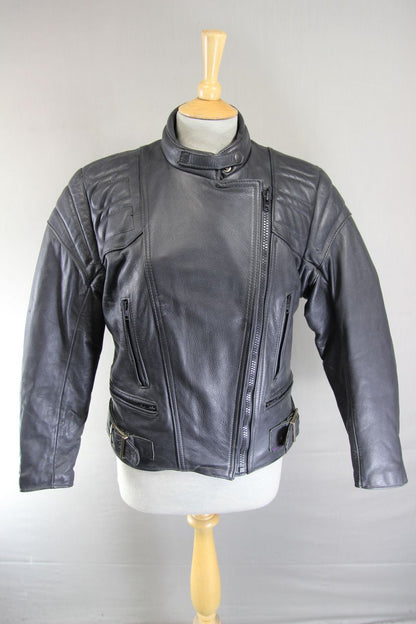 CLASSIC BRITISH MADE BLACK SCOTT LEATHERS BIKER JACKET: SIZE 16