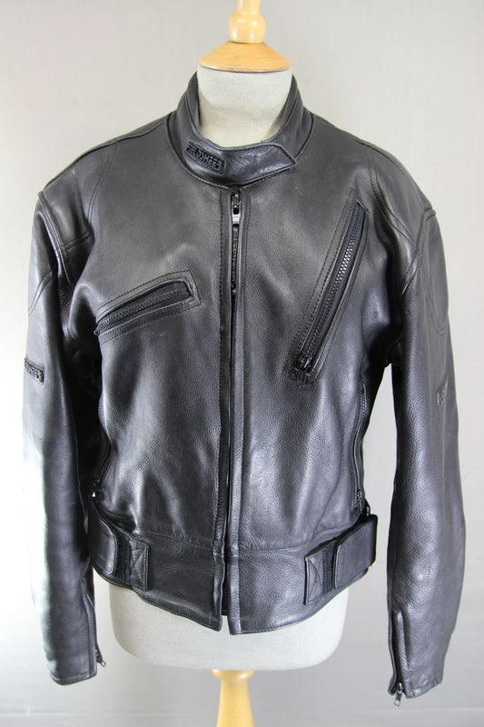 CLASSIC FIELDSHEER BLACK LEATHER BIKER JACKET: SIZE 16/38 INCH CHEST