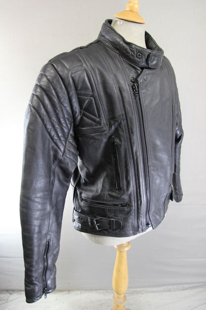 AKITO CLASSIC BLACK LEATHER BIKER JACKET 40-42 INCH CHEST