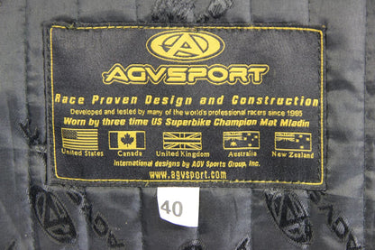 AGVSPORT BLACK, BLUE & WHITE LEATHER BIKER JACKET WITH THERMAL LINING 40 INCH