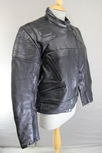 CLASSIC SPORTEX MAXX BLACK LEATHER BIKER JACKET: SIZE 14/36 INCH CHEST
