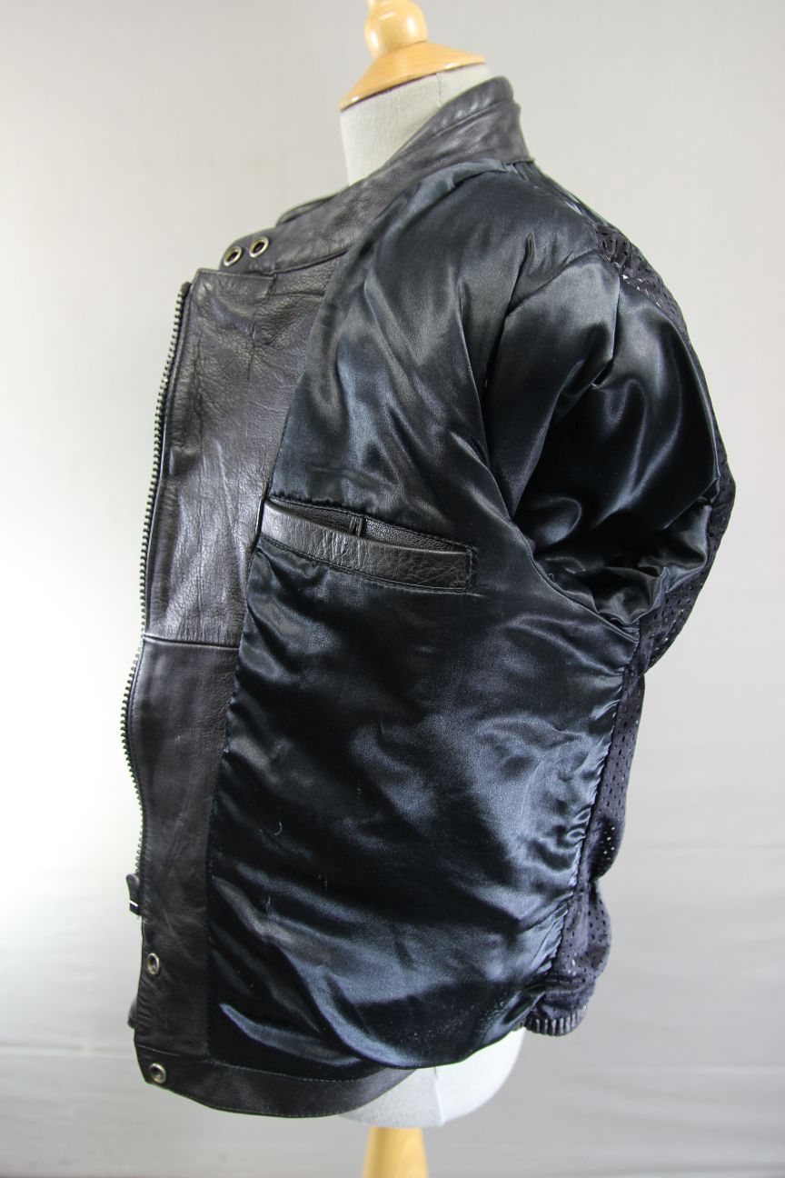 CLASSIC SPORTEX MAXX BLACK LEATHER BIKER JACKET: SIZE 14/36 INCH CHEST