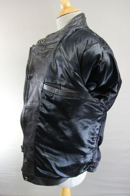 CLASSIC SPORTEX MAXX BLACK LEATHER BIKER JACKET: SIZE 14/36 INCH CHEST
