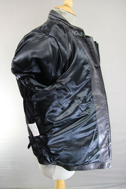 CLASSIC SPORTEX MAXX BLACK LEATHER BIKER JACKET: SIZE 14/36 INCH CHEST
