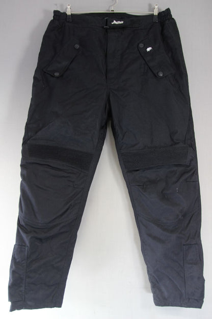 BUFFALO BLACK TEXTILE BIKER TROUSERS WITH CE KNEE ARMOUR: WAIST 40"/LEG 31"/XXL