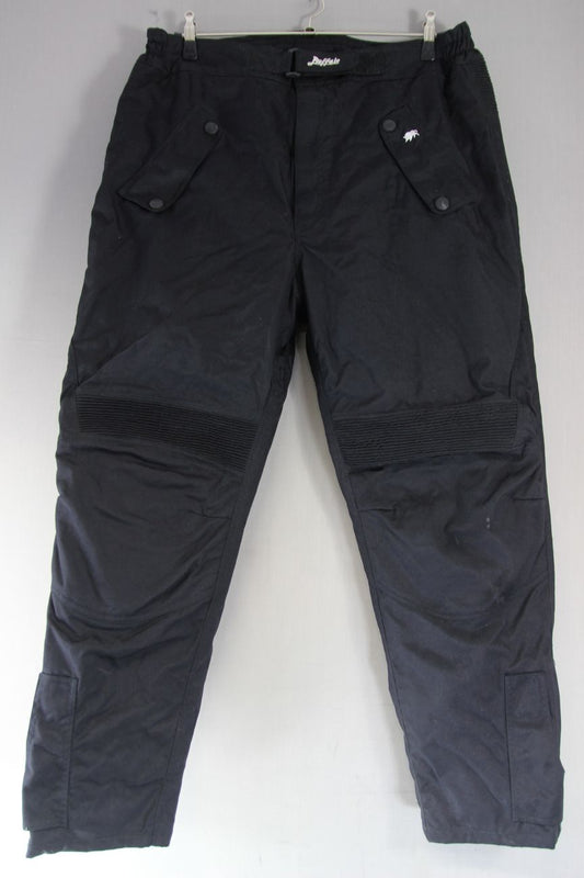 BUFFALO BLACK TEXTILE BIKER TROUSERS WITH CE KNEE ARMOUR: WAIST 40"/LEG 31"/XXL