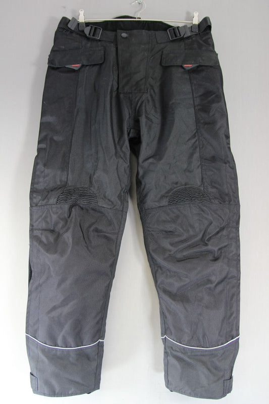 CRANE BLACK TEXTILE BIKER TROUSERS: WAIST 32-34 INCHES/INSIDE LEG 30 INCHES/MED