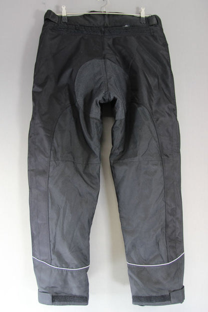 CRANE BLACK TEXTILE BIKER TROUSERS: WAIST 32-34 INCHES/INSIDE LEG 30 INCHES/MED